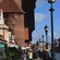 A historical street lined with gabled architecture